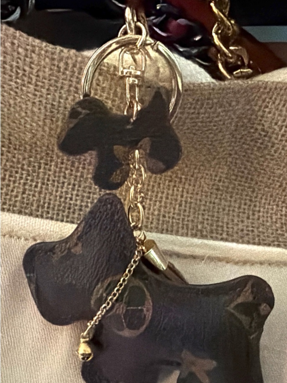 Brown Leather Dog Charm Keychain with Tassel - Picture 4 of 4